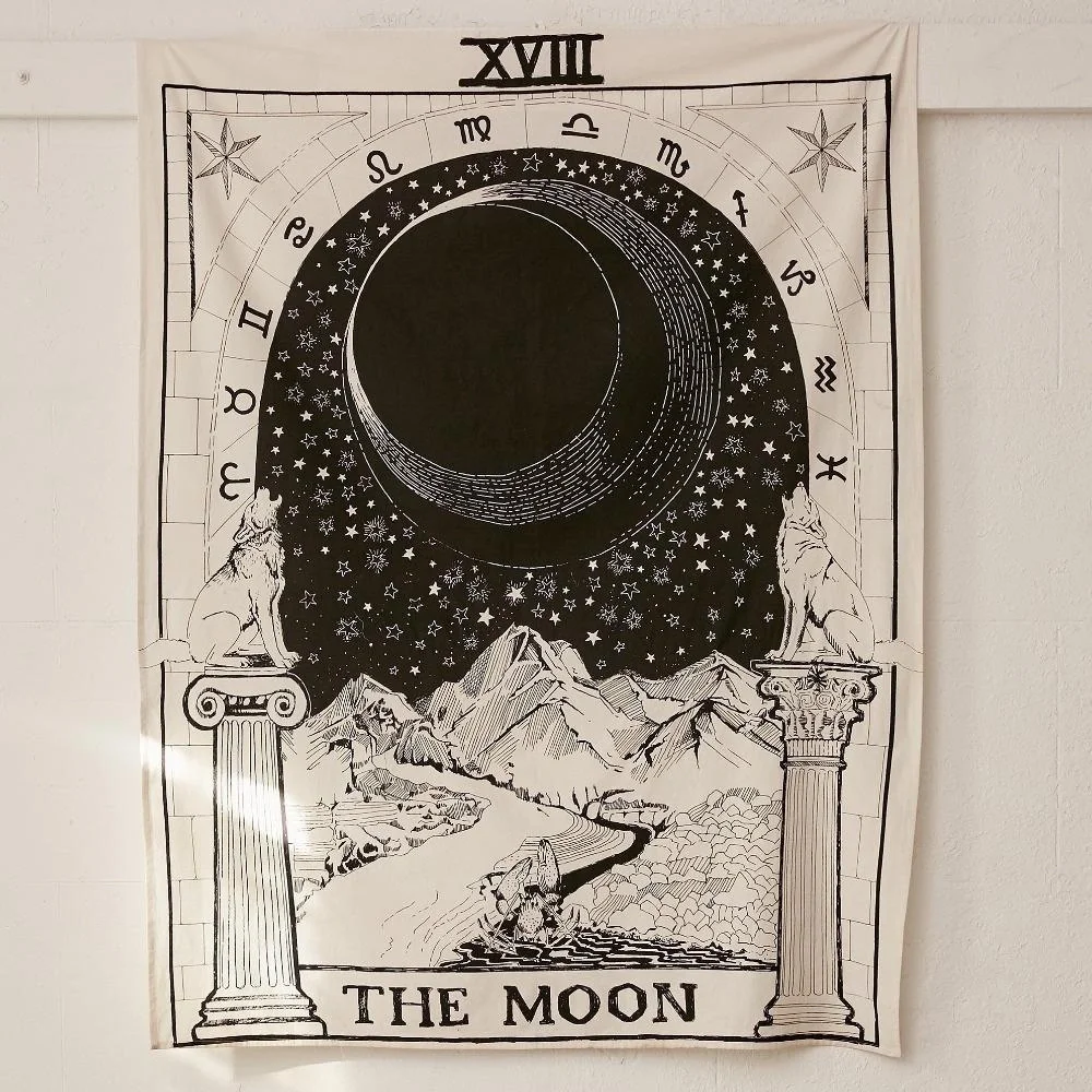 Urban Outfitters Black and Cream 'The Moon' Tarot Tapestry